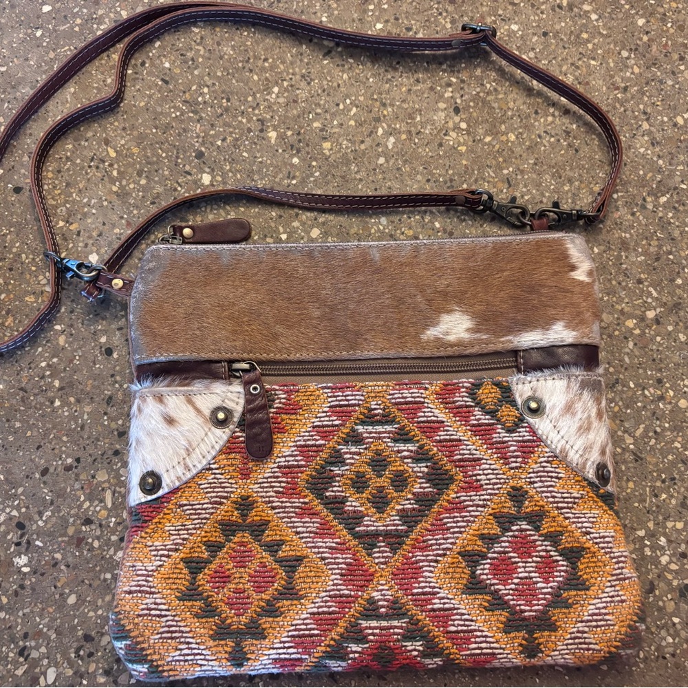 Myra Handwoven Multicolor & Tan Crossbody Bag
